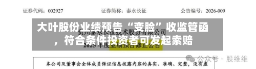 大叶股份业绩预告 “变脸” 收监管函，符合条件投资者可发起索赔-第2张图片