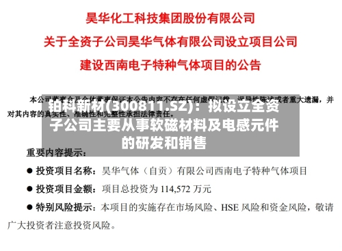 铂科新材(300811.SZ)：拟设立全资子公司主要从事软磁材料及电感元件的研发和销售-第1张图片