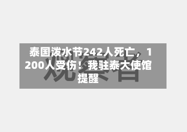 泰国泼水节242人死亡，1200人受伤！我驻泰大使馆提醒-第2张图片
