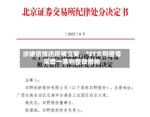 涉嫌信披违规被立案	，*ST太和亟需采取一系列整改措施-第1张图片