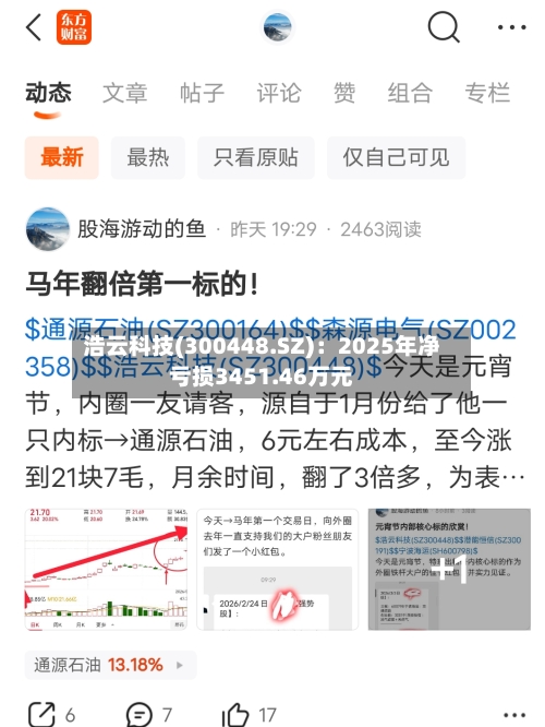 浩云科技(300448.SZ)：2025年净亏损3451.46万元-第1张图片