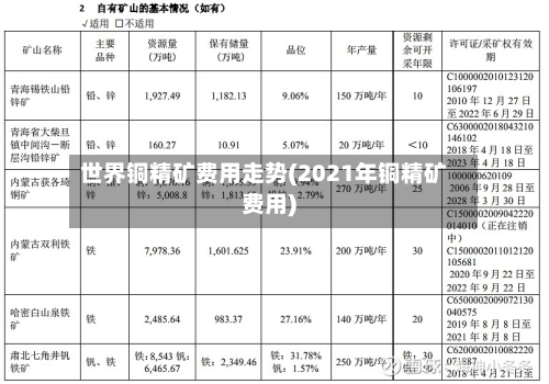世界铜精矿费用走势(2021年铜精矿费用)-第1张图片