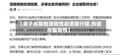 【男子核酸检测阳性后谎报行程,伪造核酸阳性】-第1张图片