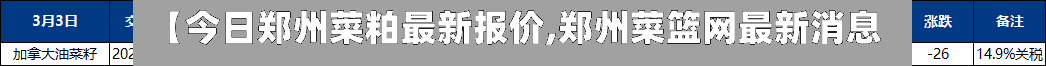 【今日郑州菜粕最新报价,郑州菜篮网最新消息】-第1张图片