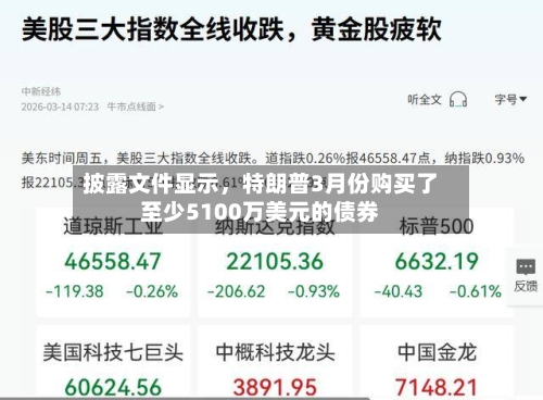 披露文件显示	，特朗普3月份购买了至少5100万美元的债券-第1张图片