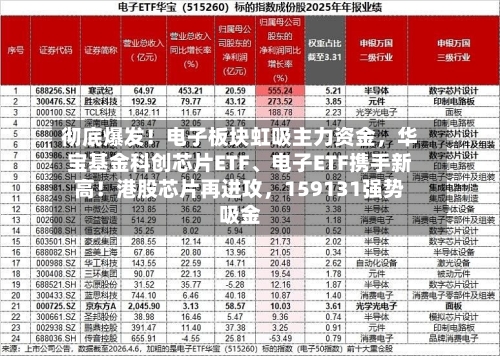 彻底爆发！电子板块虹吸主力资金	，华宝基金科创芯片ETF	、电子ETF携手新高！港股芯片再进攻，159131强势吸金-第2张图片